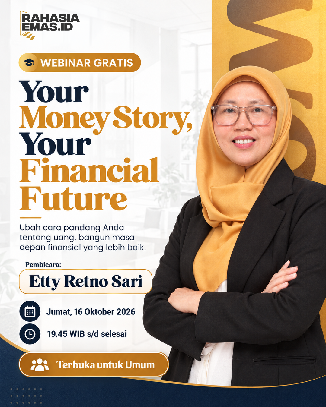 Flyer webinar Your Money Story, Your Financial Future - Etty Retno Sari